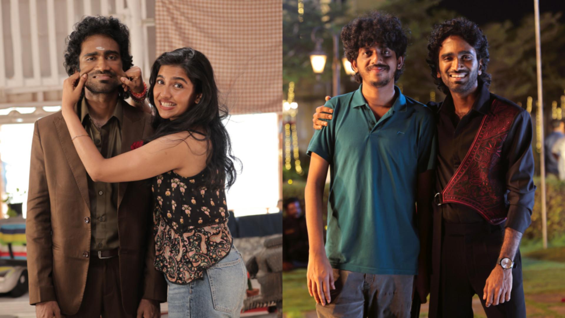 Pradeep Ranganathan and Mamitha Baiju in 'Dude'; director Keerthiswaran on the sets of the film