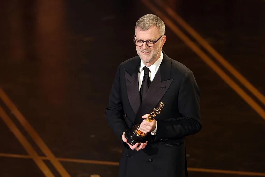 Paul Thomas Anderson accepts the Writing (Adapted Screenplay) award for "One Battle After Another"