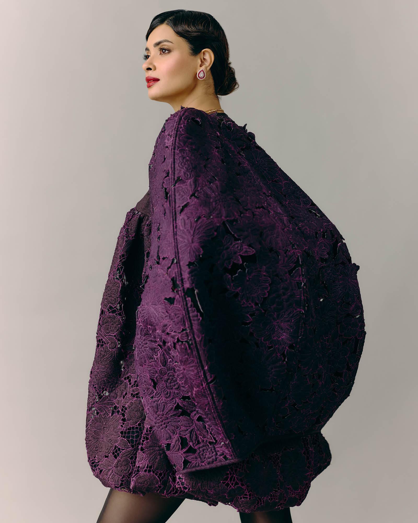 Penty is dressed in jewels by CKC Jewellers, a Jade ensemble and footwear by Oroh.