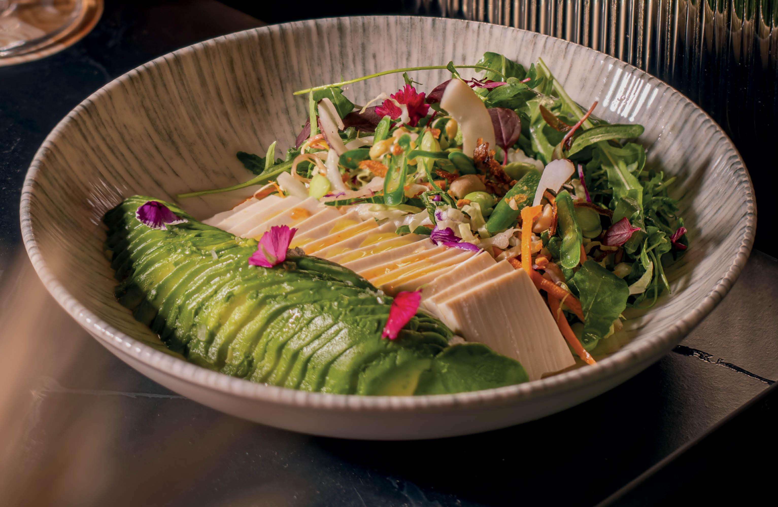 Asian avocado green salad.