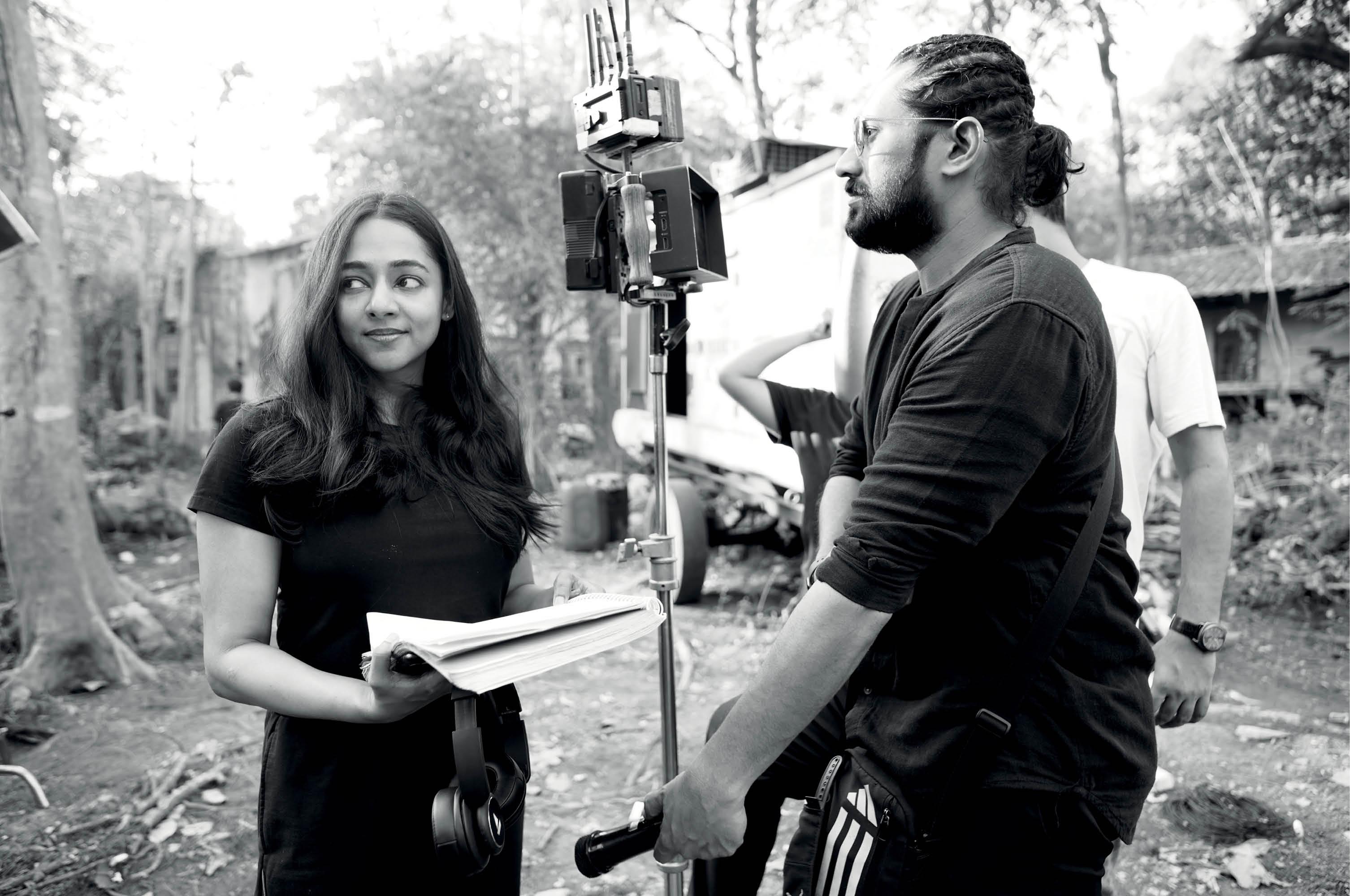 Santhy Balachandran seen on the sets of 'Lokah Chapter 1: Chandra'.