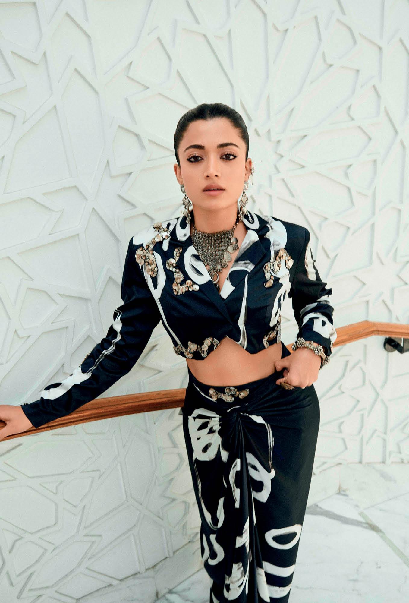 Rashmika Mandanna in an Anamika Khanna ensemble.