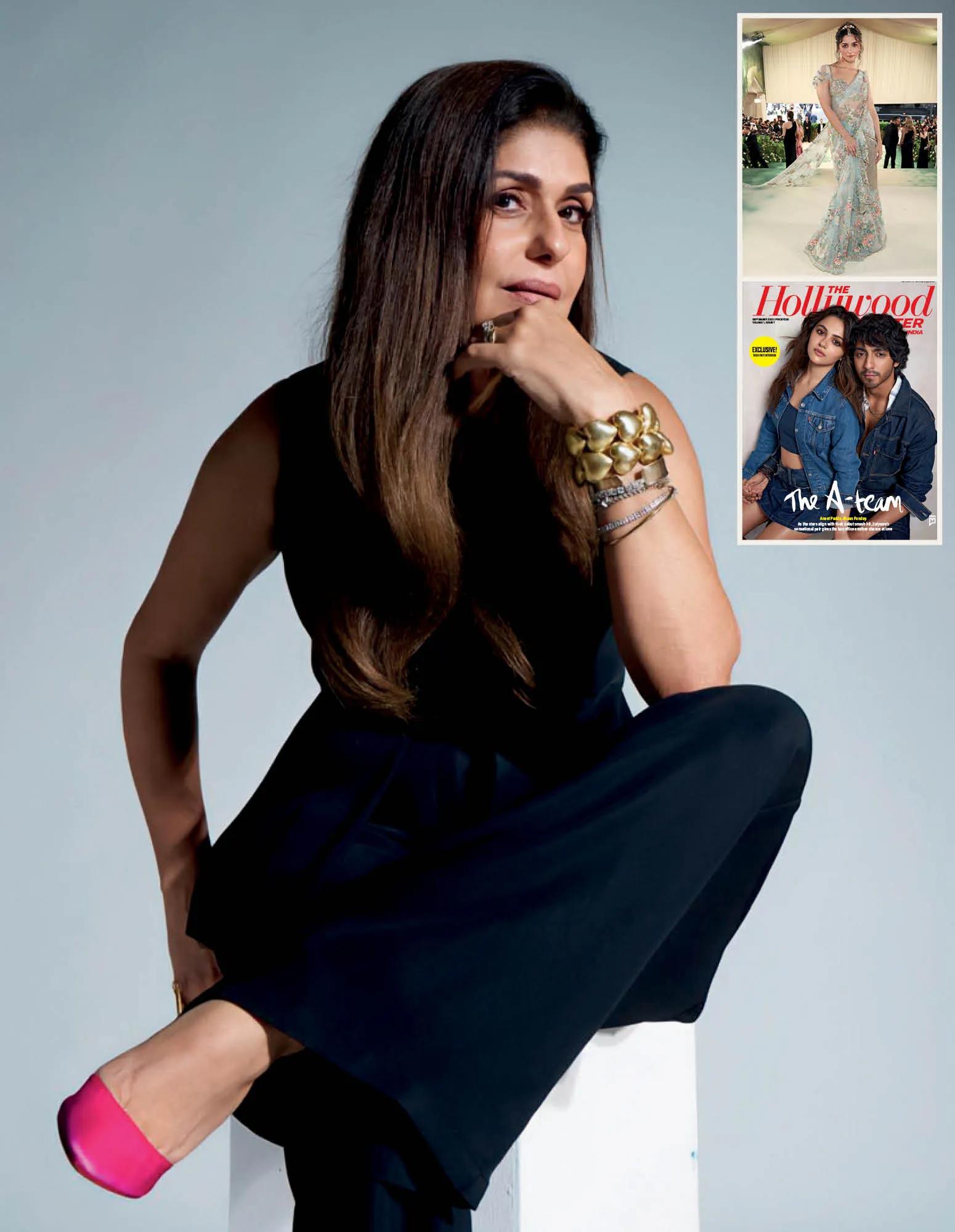  Stylist Anaita Shroff Adajania is the brain behind Alia Bhatt’s Met Gala look (top) and has styled Ahaan Panday and Aneet Padda for THR India’s September cover as well (right).