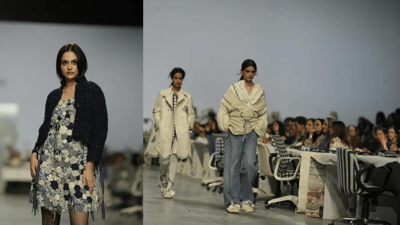 From left: Aneet Padda walking for péro, which closed Lakmé Fashion Week 2026. The models interacted with the guests sitting front row.