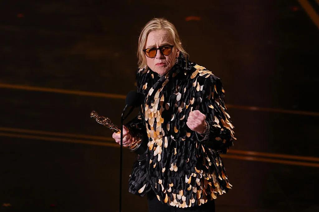 Amy Madigan accepts the Actress in a Supporting Role award for "Weapons" onstage during the 98th Oscars at Dolby Theatre on March 15, 2026 in Hollywood, California