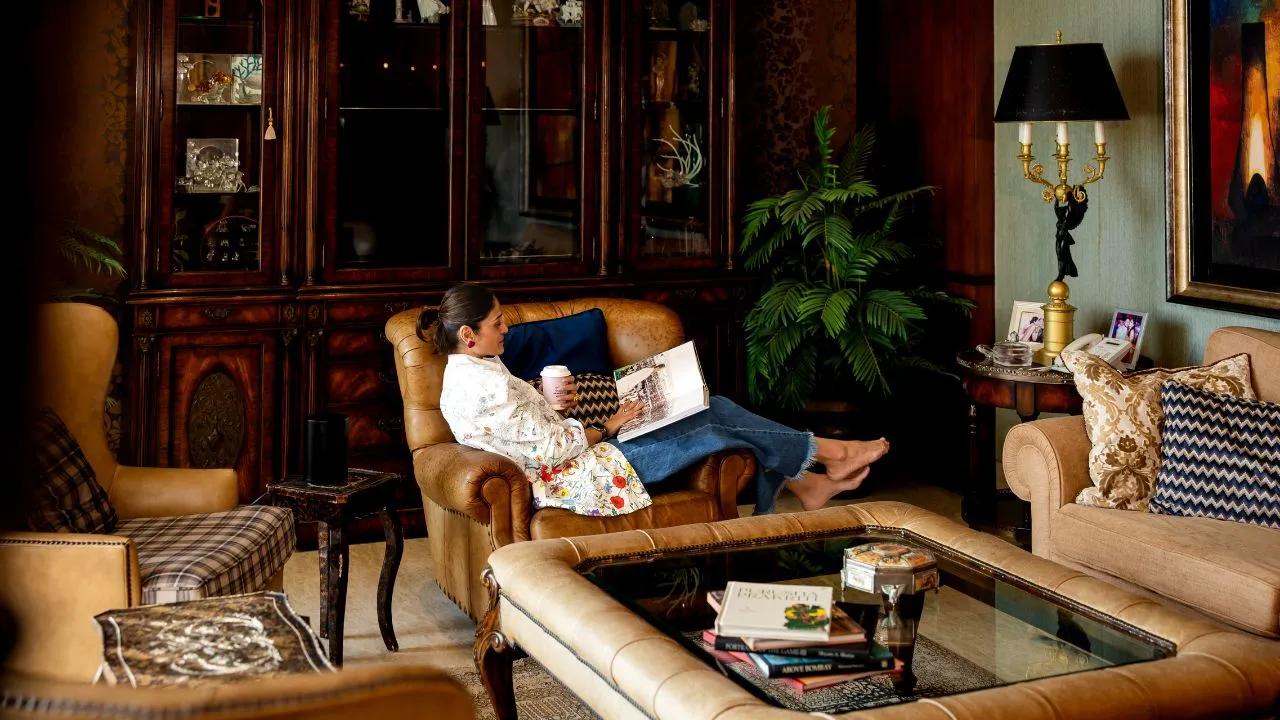 Poorna Patel-Soni unwinding in her living area