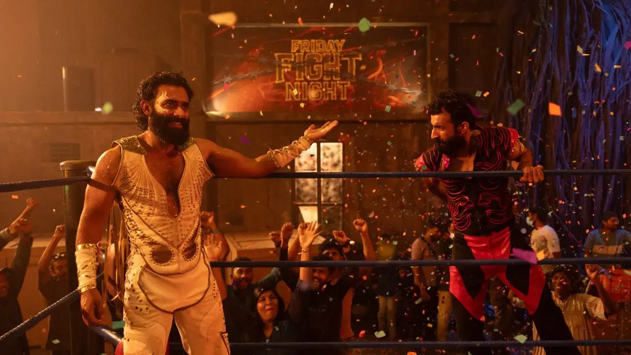 Arjun Ashokan as Loco Lobo and Roshan Mathew as Vetri Lobo in 'Chatha Pacha'