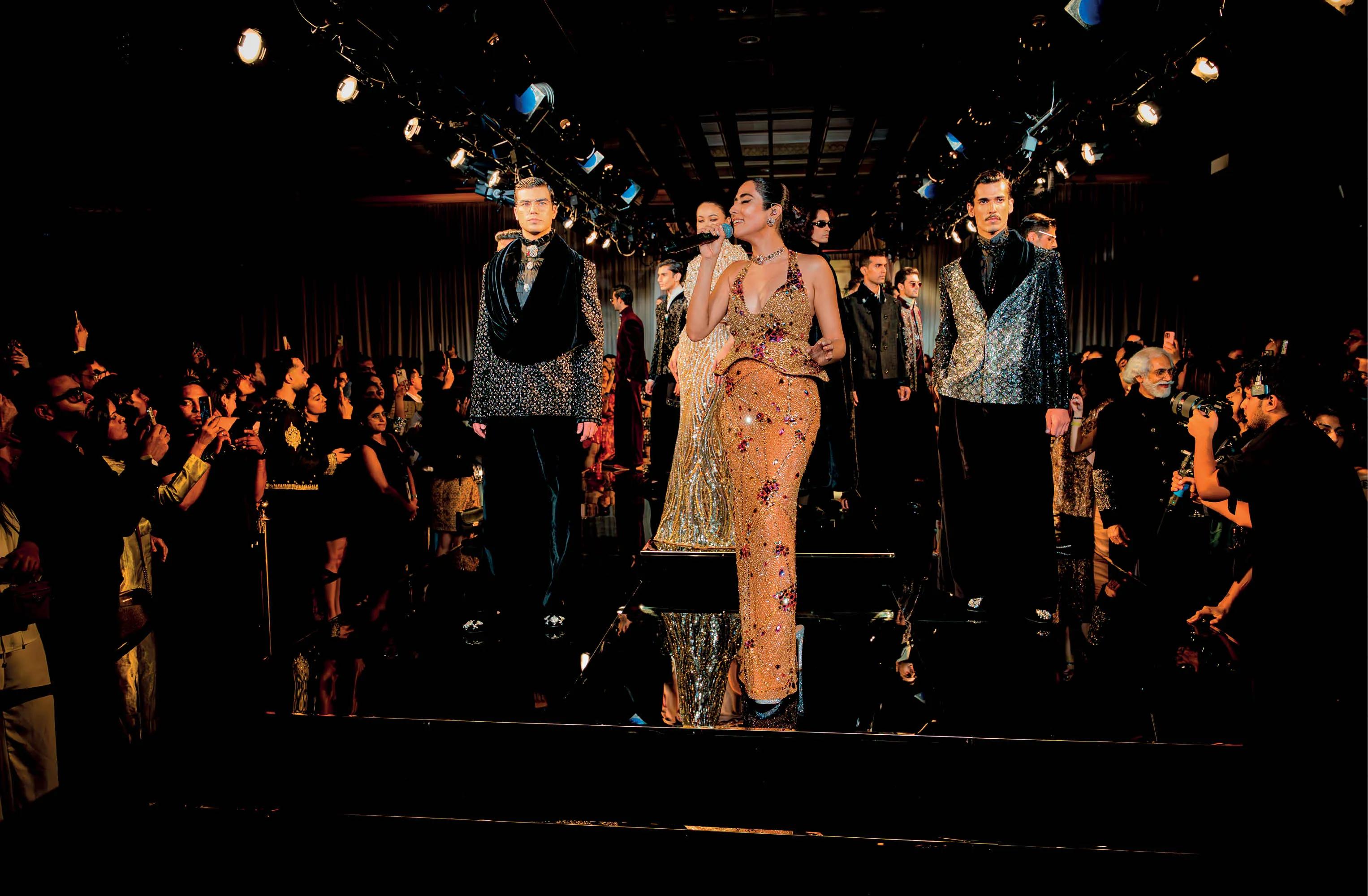 Jonita Gandhi performed live at the Manish Malhotra show during India Couture Week 2025.