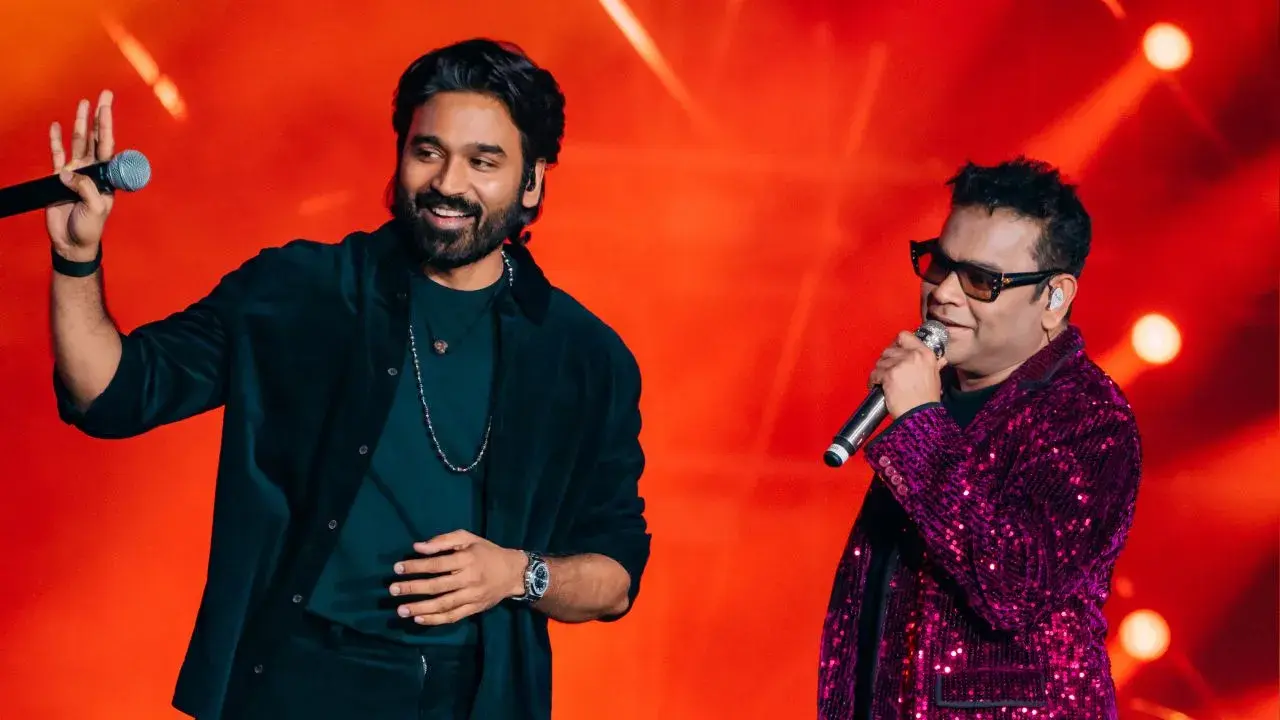 Dhanush with AR Rahman at the concert.