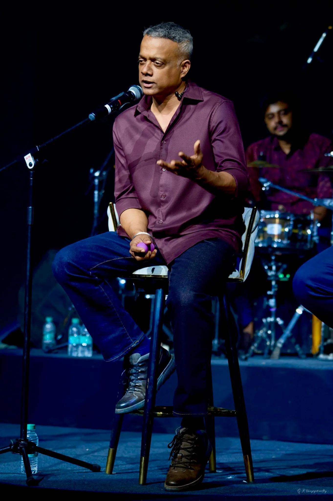 Gautham Menon during the 'Yennodu Vaa Veedu Varaikum' concert